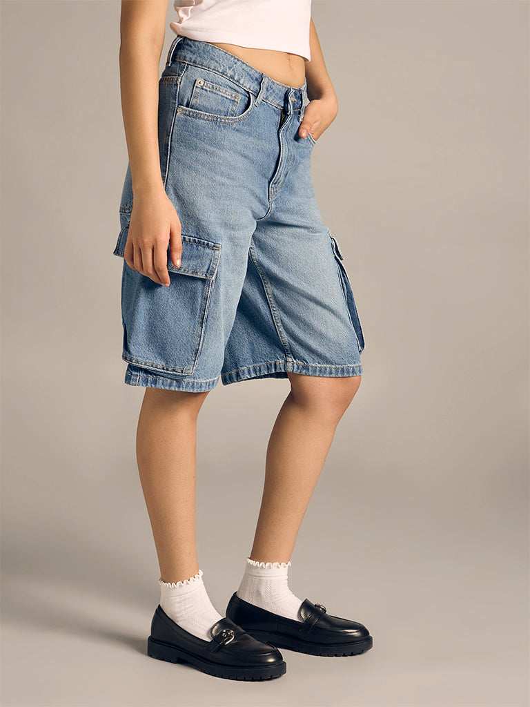 Denim Cargo Jorts