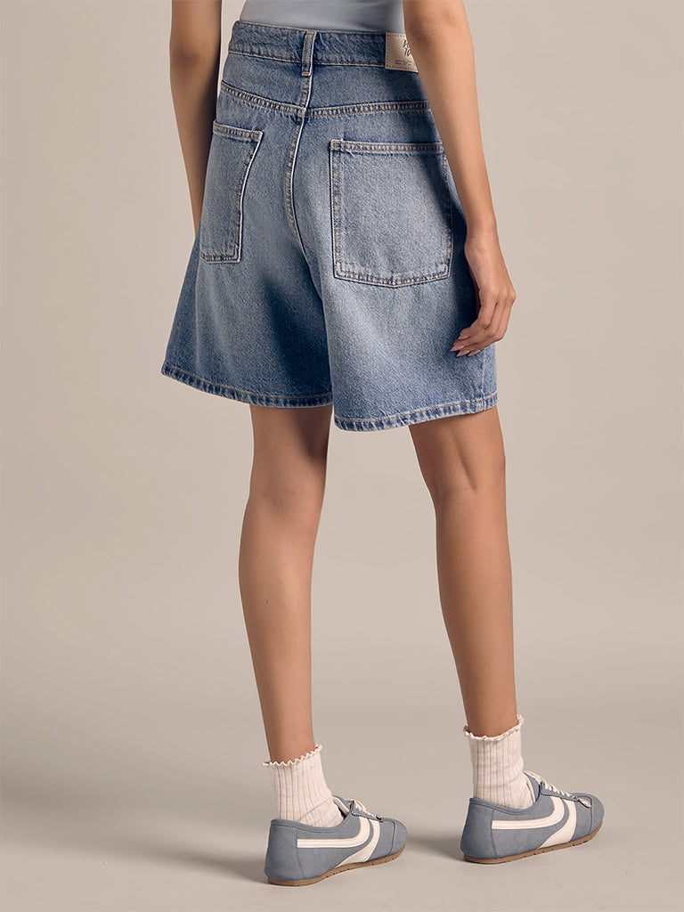 Faded Denim Shorts