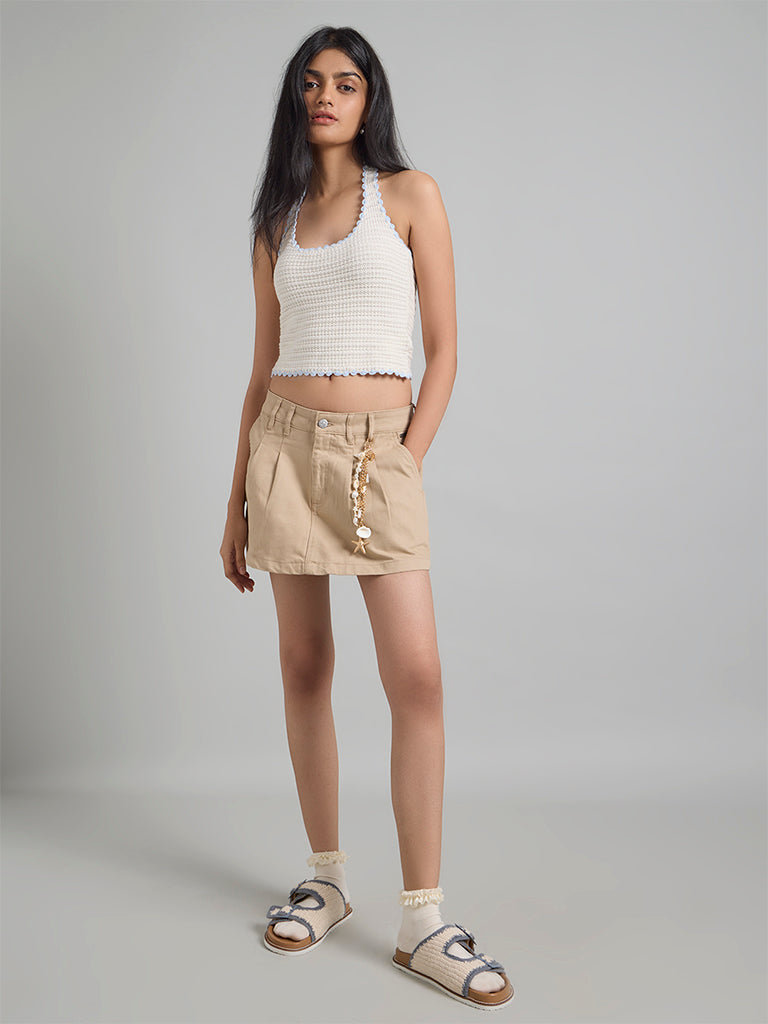 Cream Crochet Halter Top