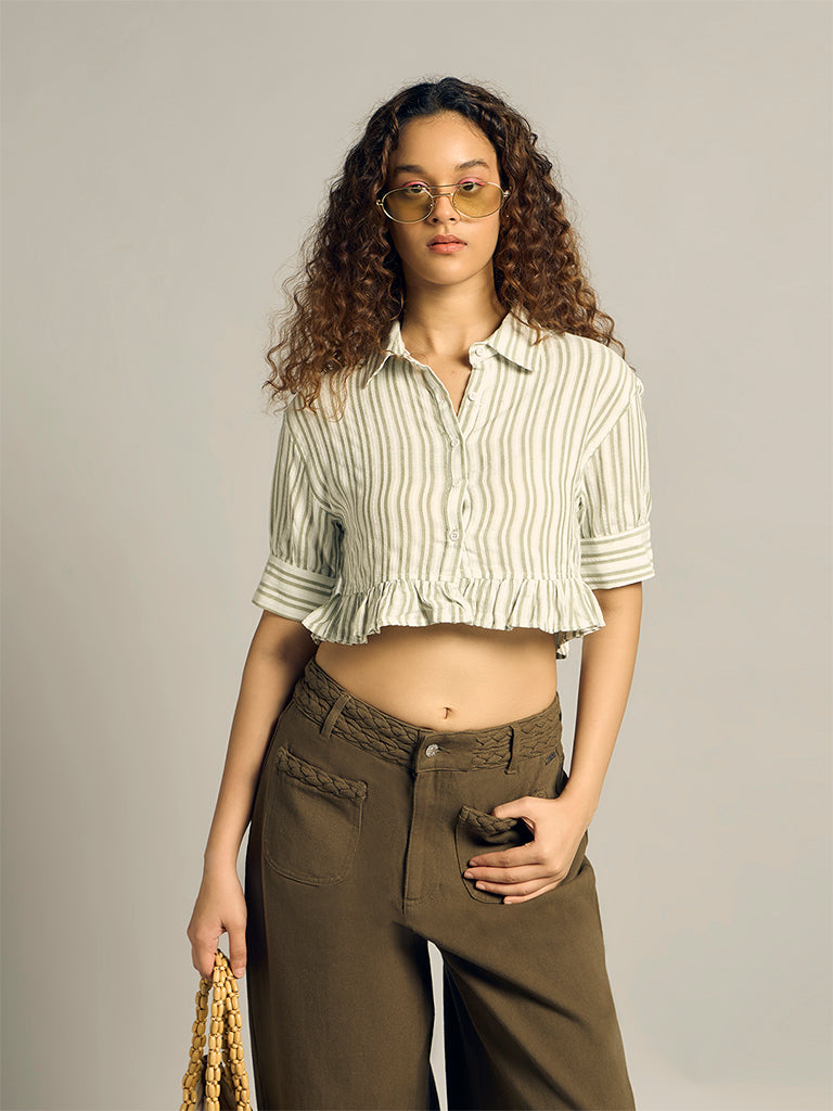 Printed Crop Shirt