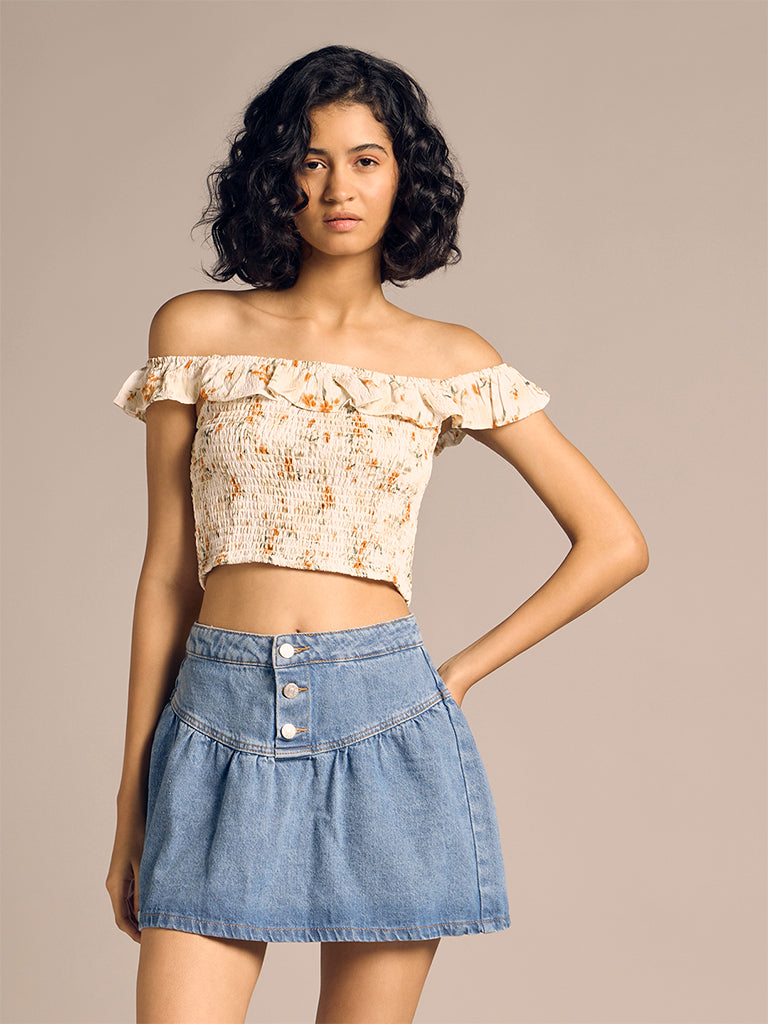Printed Smocked Top
