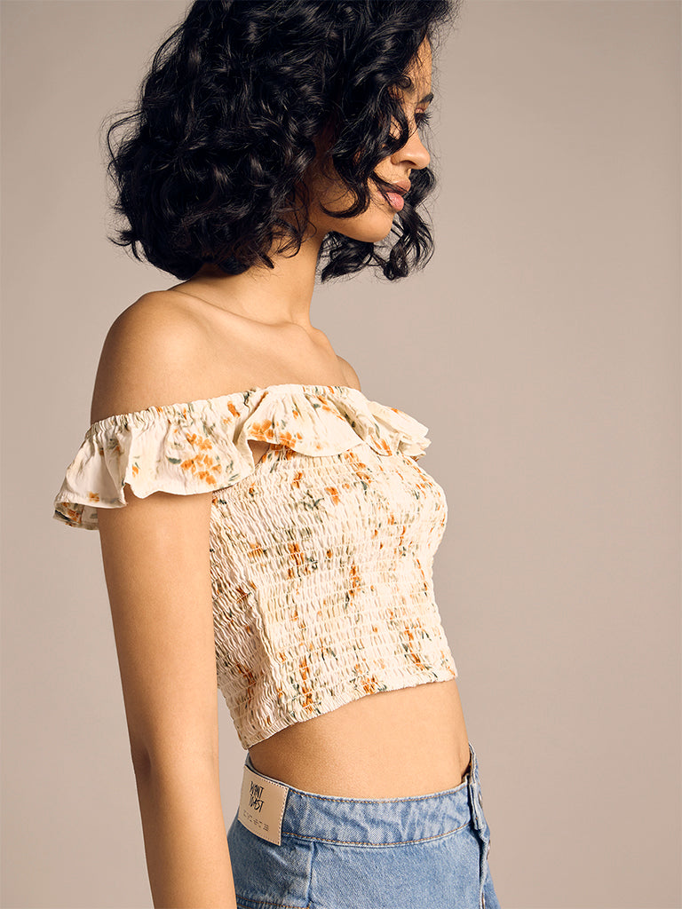 Printed Smocked Top