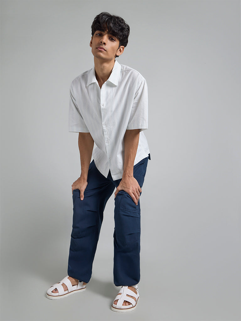 Pale Blue Textured Shirt