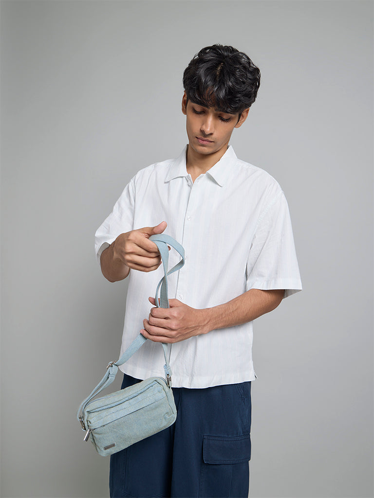 Pale Blue Textured Shirt