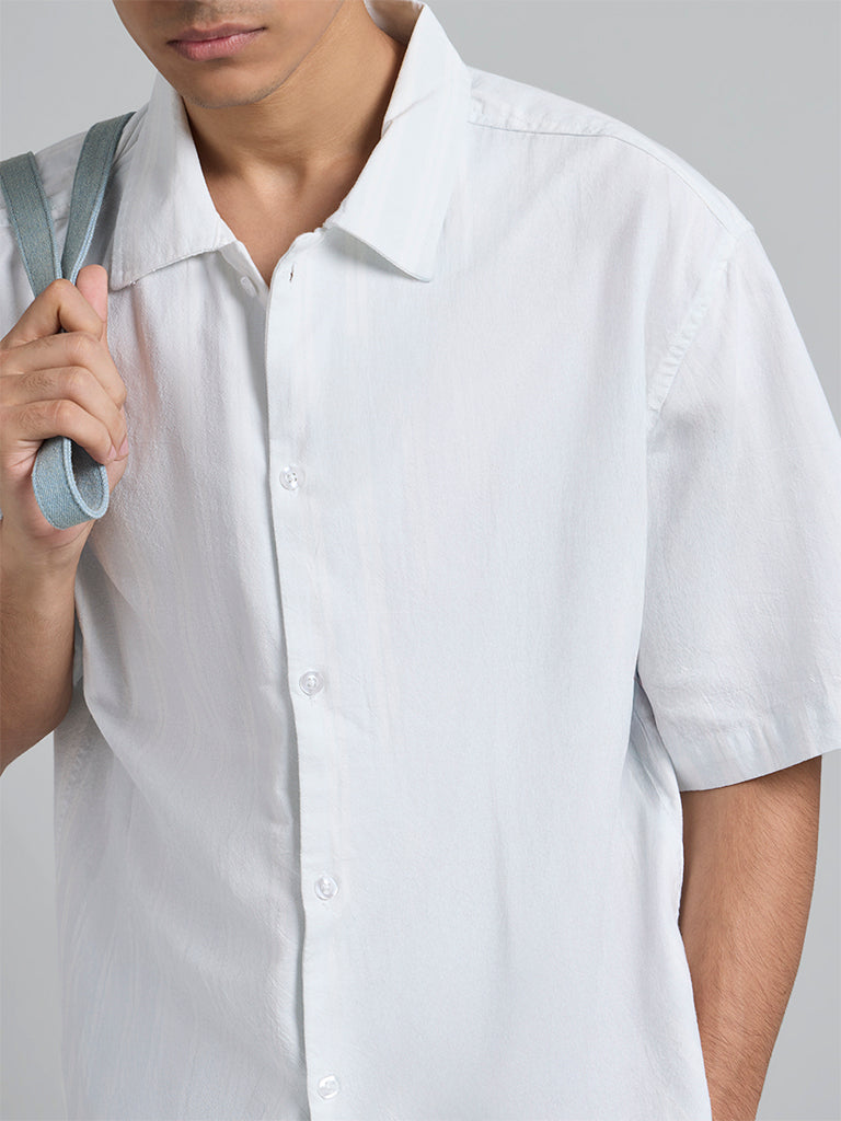 Pale Blue Textured Shirt