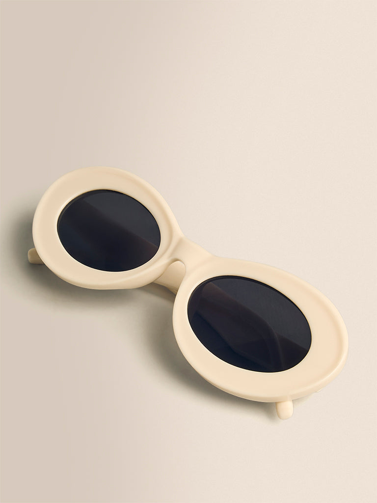 Oval Sunglases- White