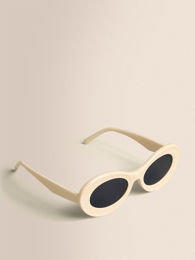 Oval Sunglases- White