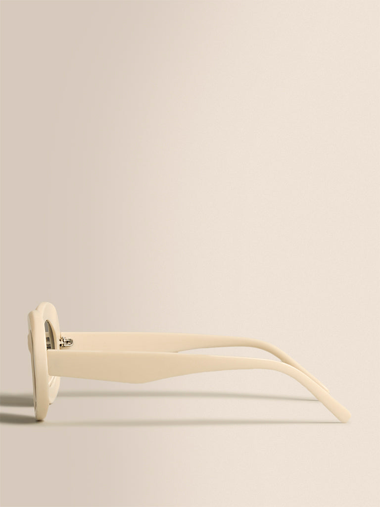 Oval Sunglases- White