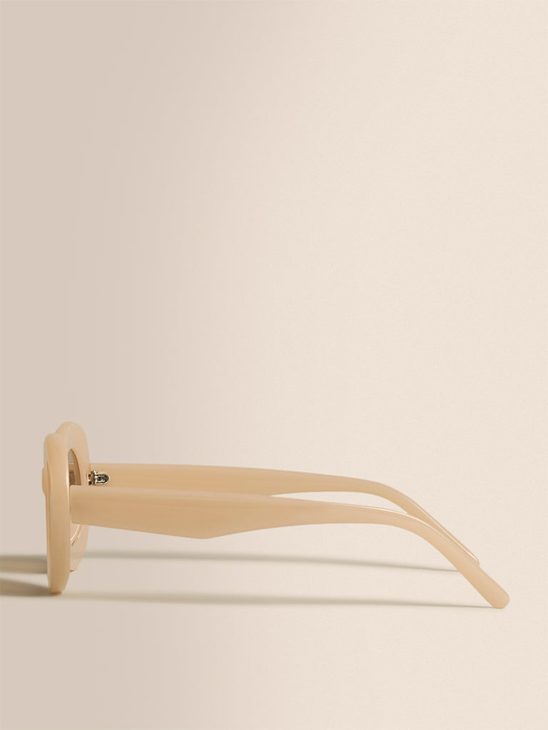 Oval Sunglases- Beige