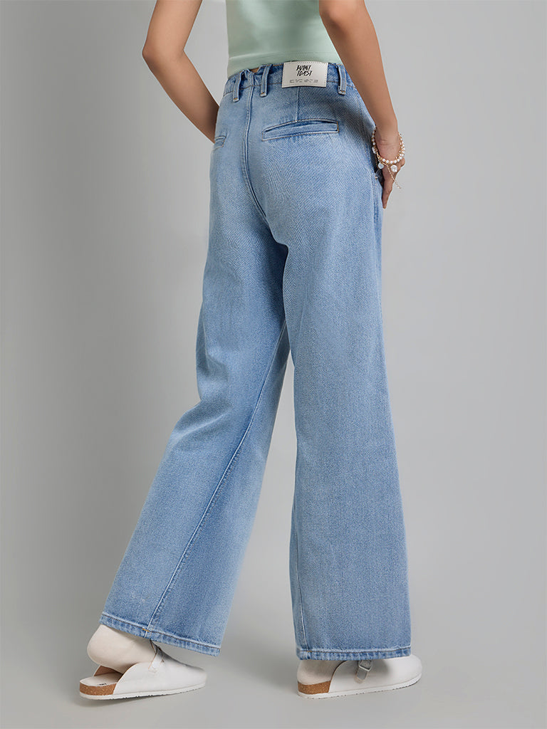 Light Indigo Wide-Leg Denim