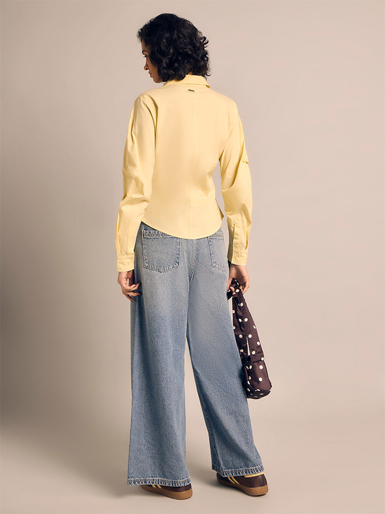 Wide-Leg Faded Jeans