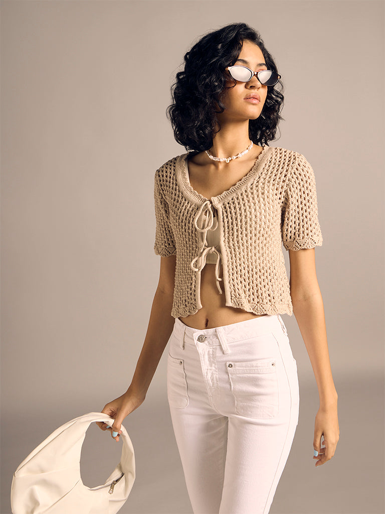 Crochet-Knit Cardigan