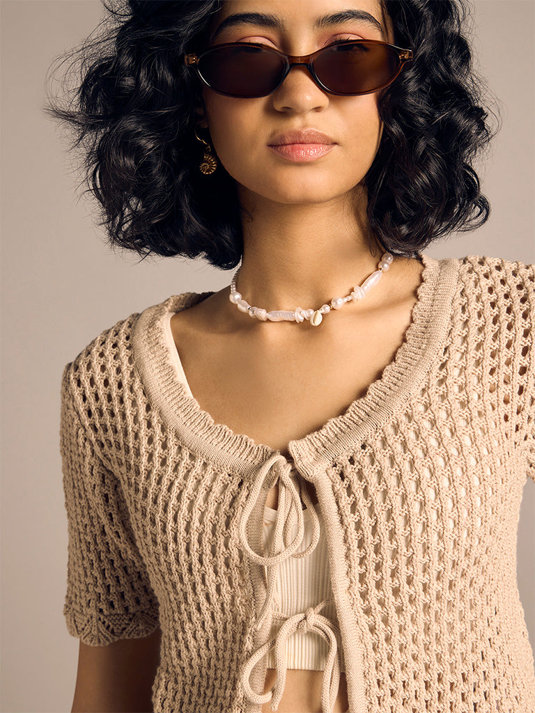 Crochet-Knit Cardigan