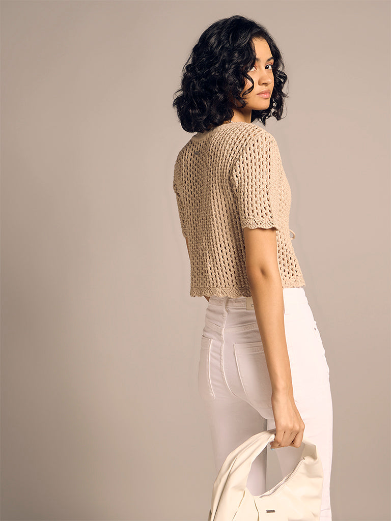 Crochet-Knit Cardigan