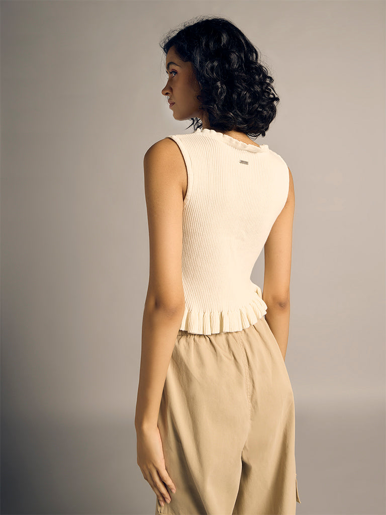 Ribbed Tie-Up Top