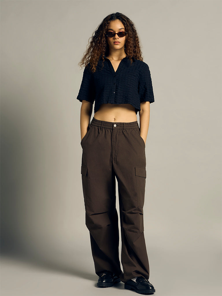 Textured Cropped Shirt
