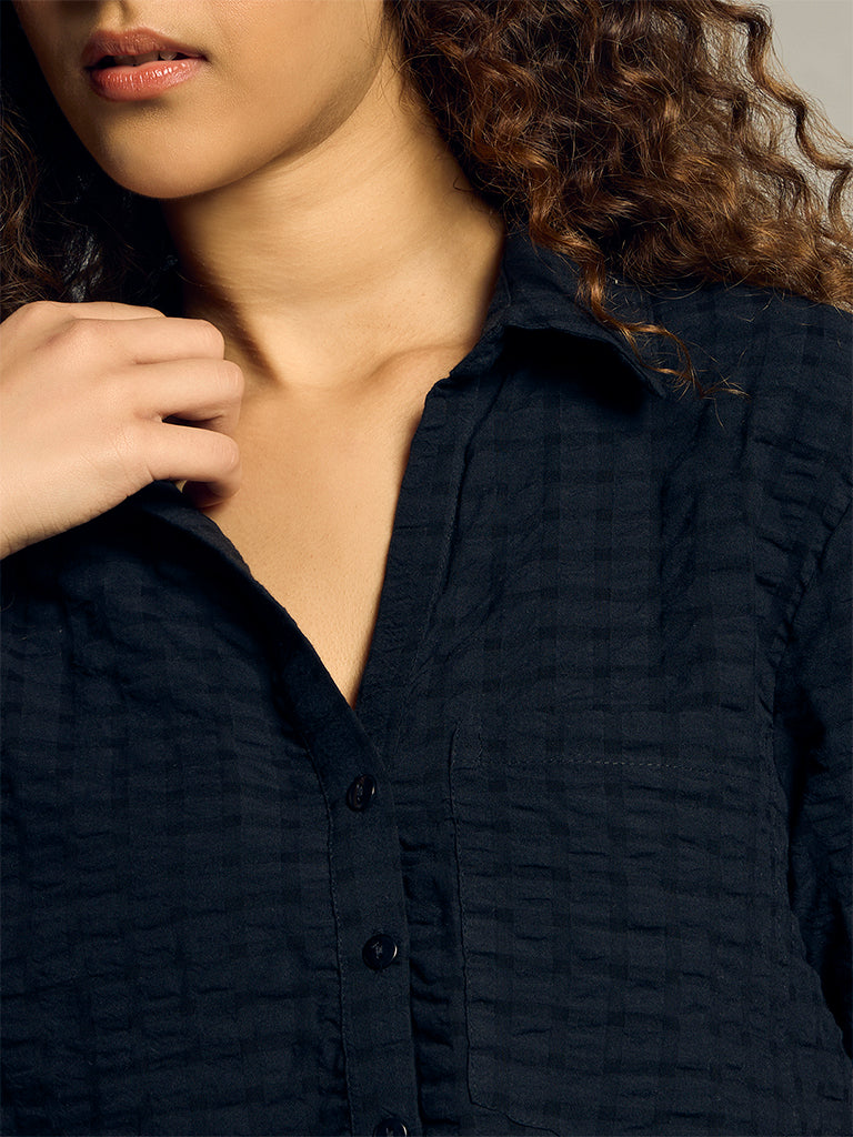 Textured Cropped Shirt