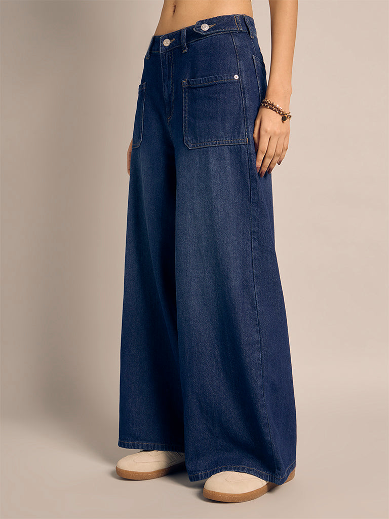 Wide-Leg Utility Jeans