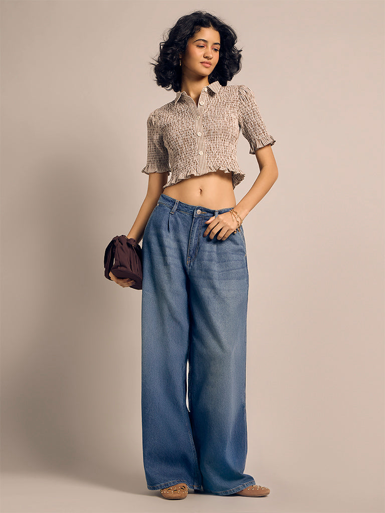 Smocked Cotton Shirt