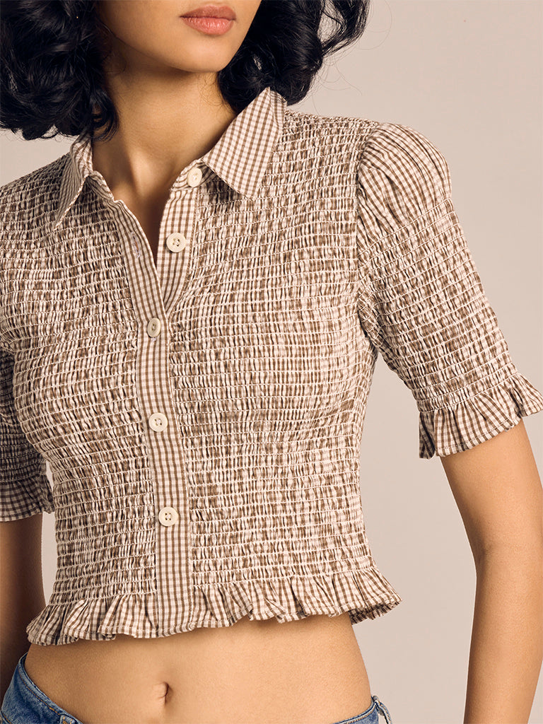 Smocked Cotton Shirt