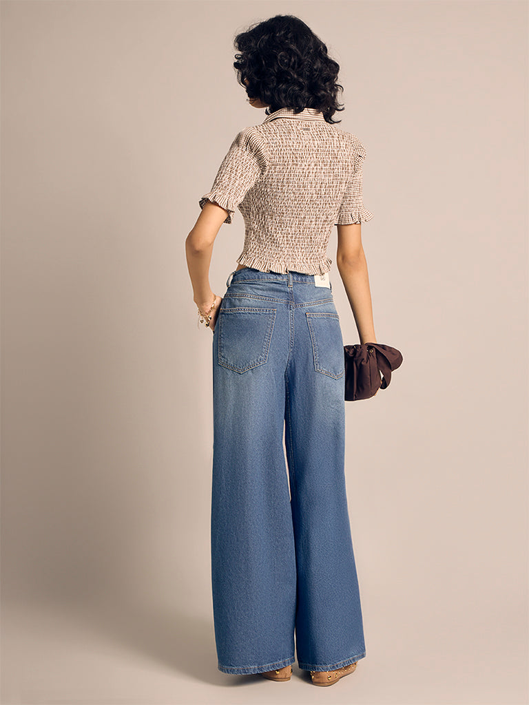 Smocked Cotton Shirt