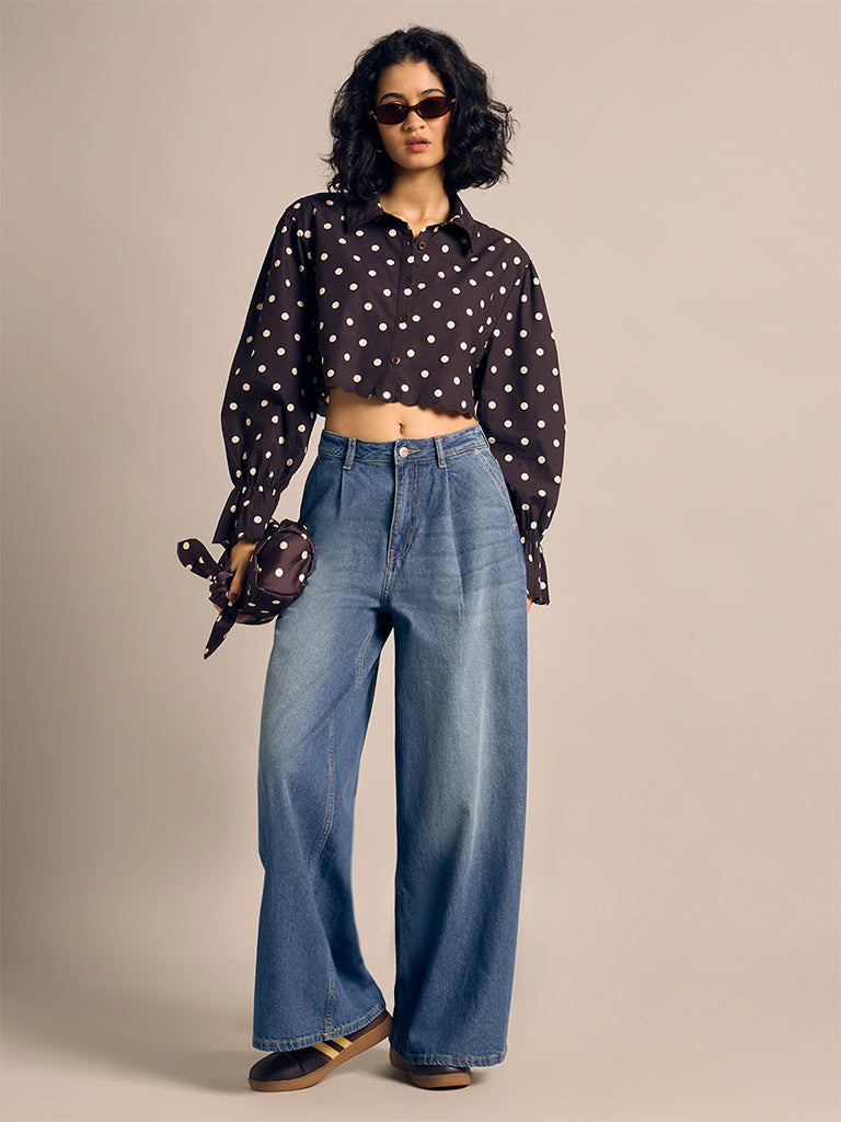 Polka Dot Cropped Shirt
