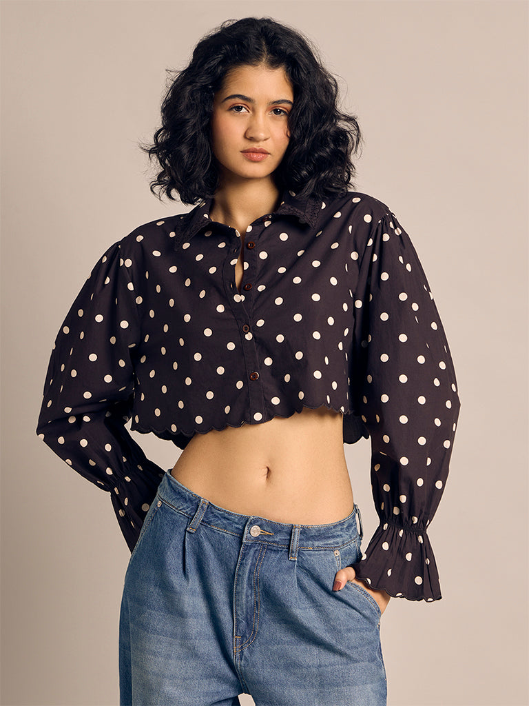 Polka Dot Cropped Shirt