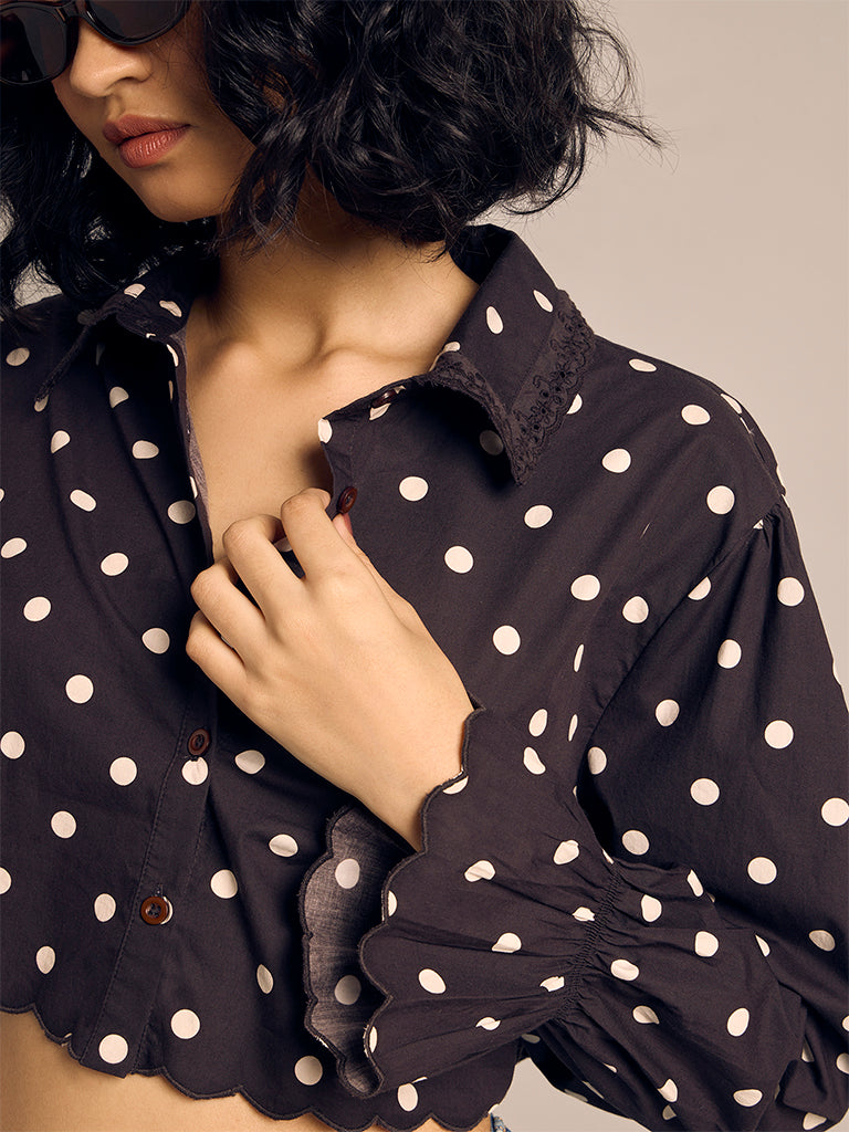 Polka Dot Cropped Shirt