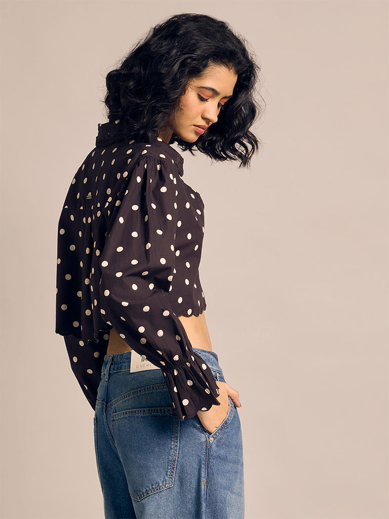 Polka Dot Cropped Shirt