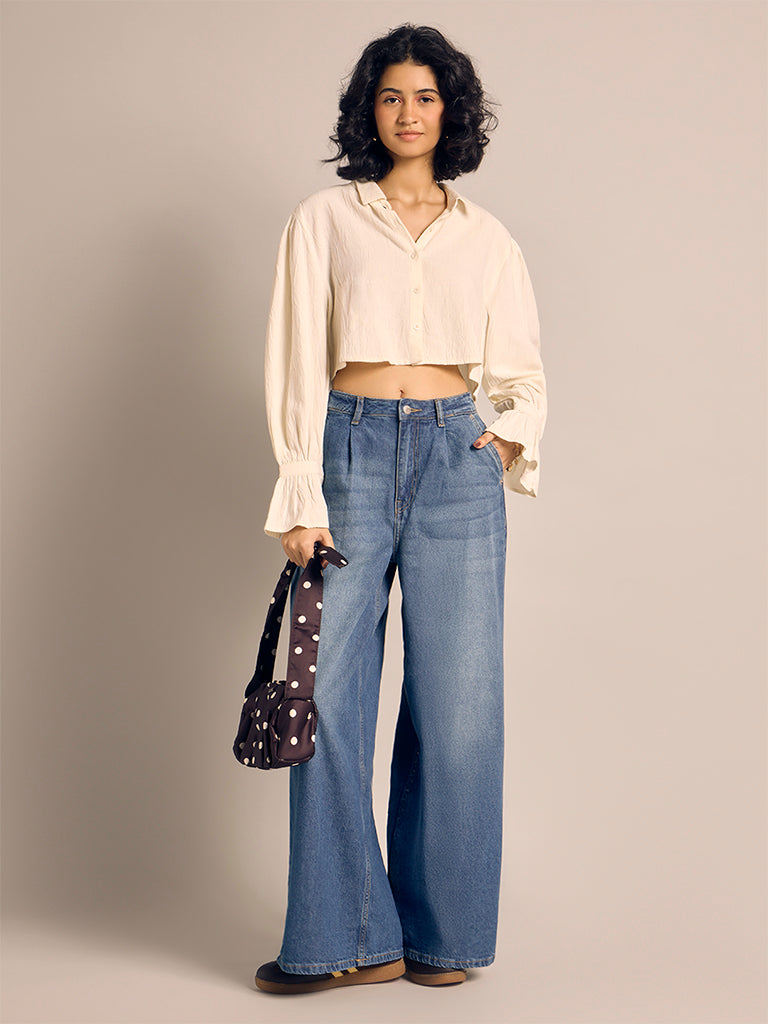 Textured Cropped Blouse