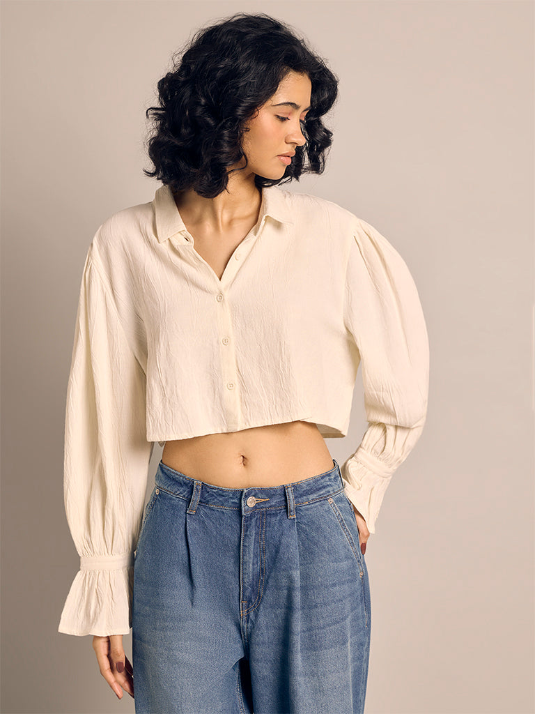 Textured Cropped Blouse