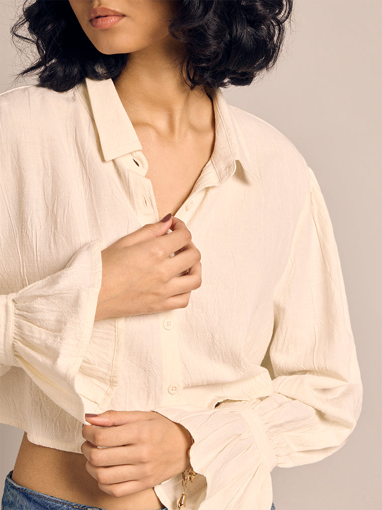 Textured Cropped Blouse