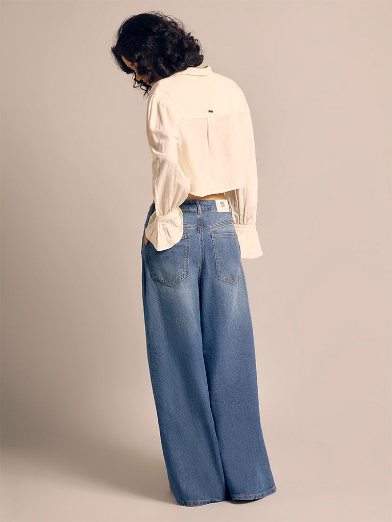 Textured Cropped Blouse