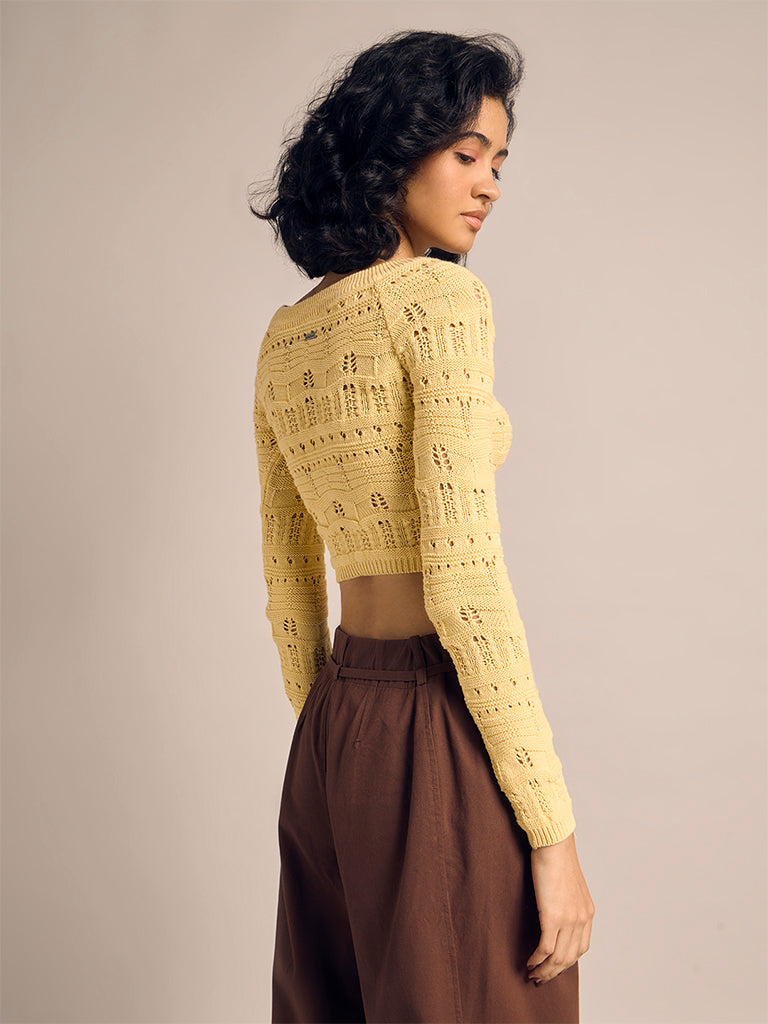 Fitted Pointelle Cropped Top