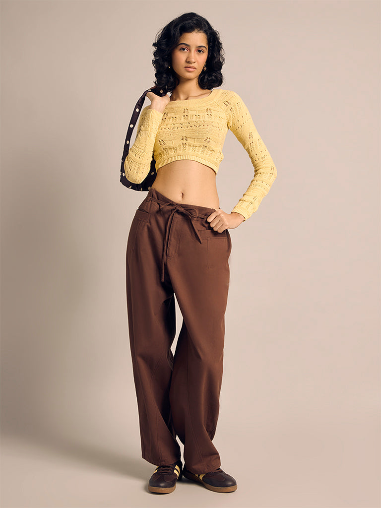 Fitted Pointelle Cropped Top