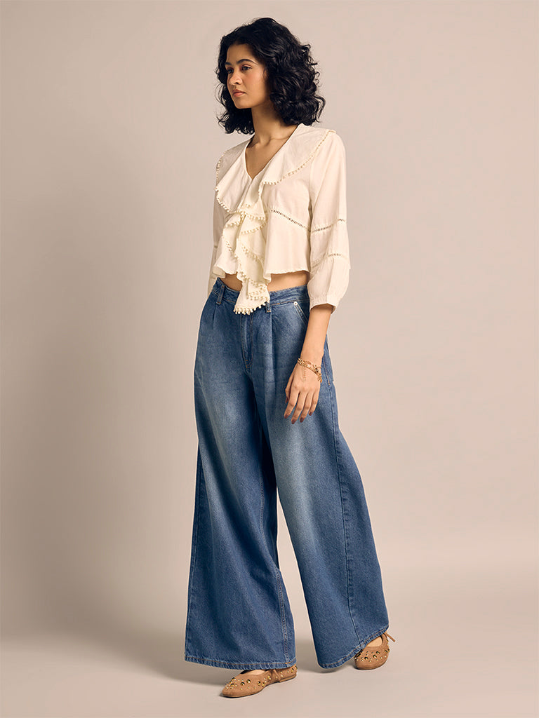 Ruffled Cropped Blouse