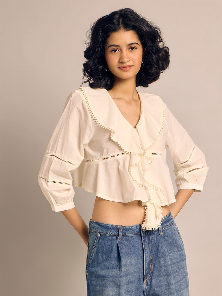 Ruffled Cropped Blouse