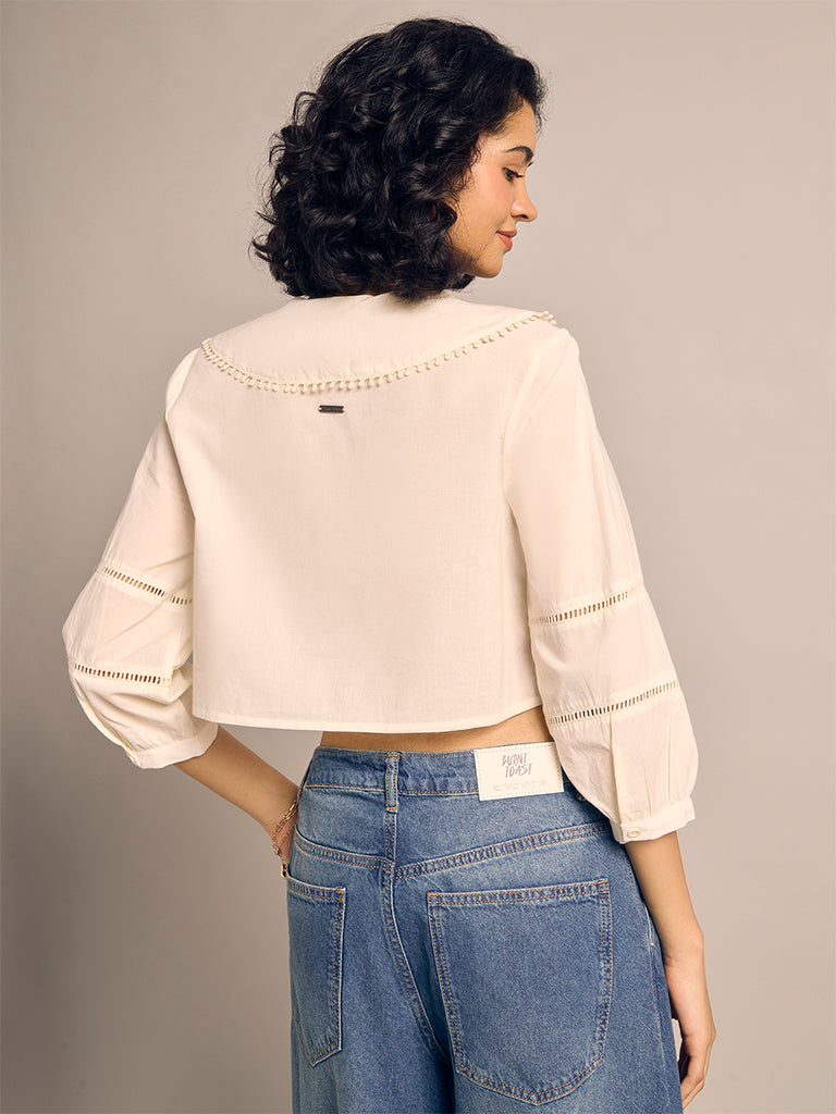 Ruffled Cropped Blouse