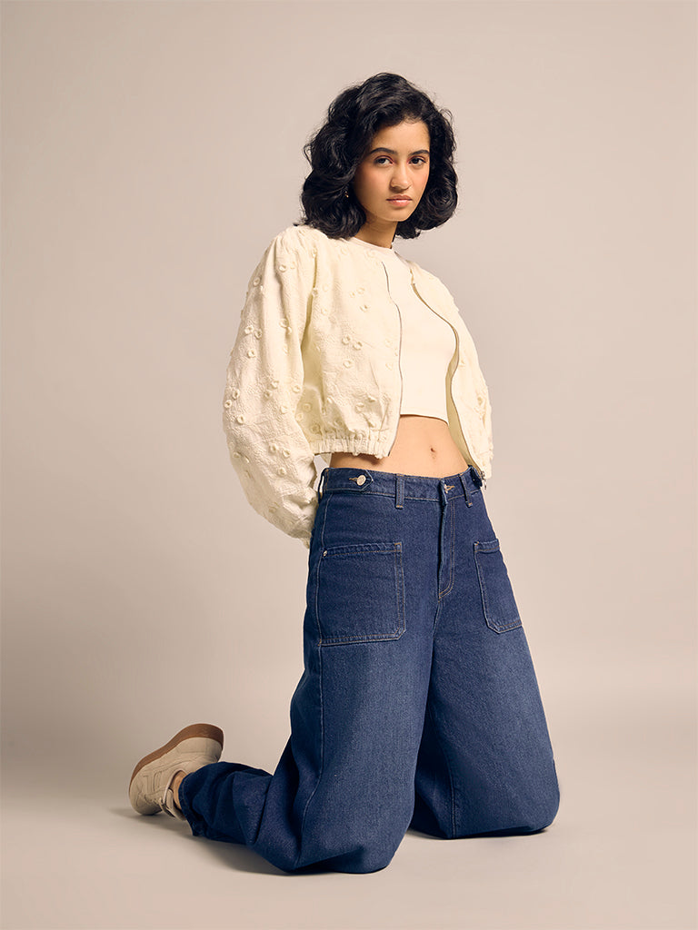 Textured Cropped Jacket