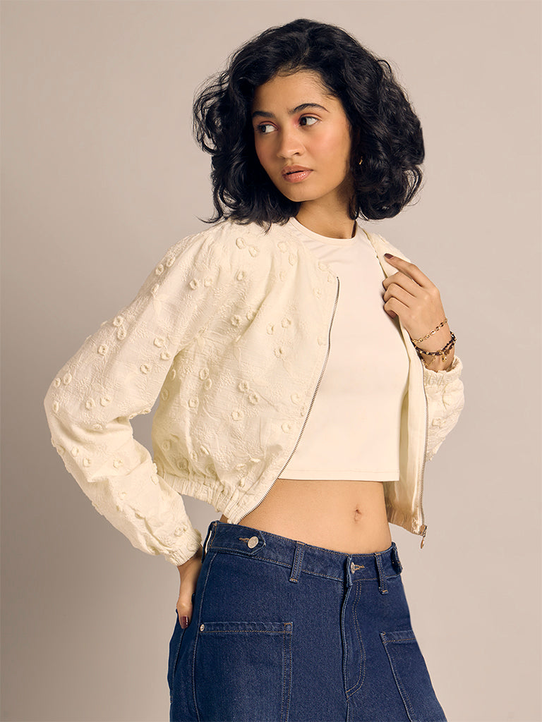 Textured Cropped Jacket