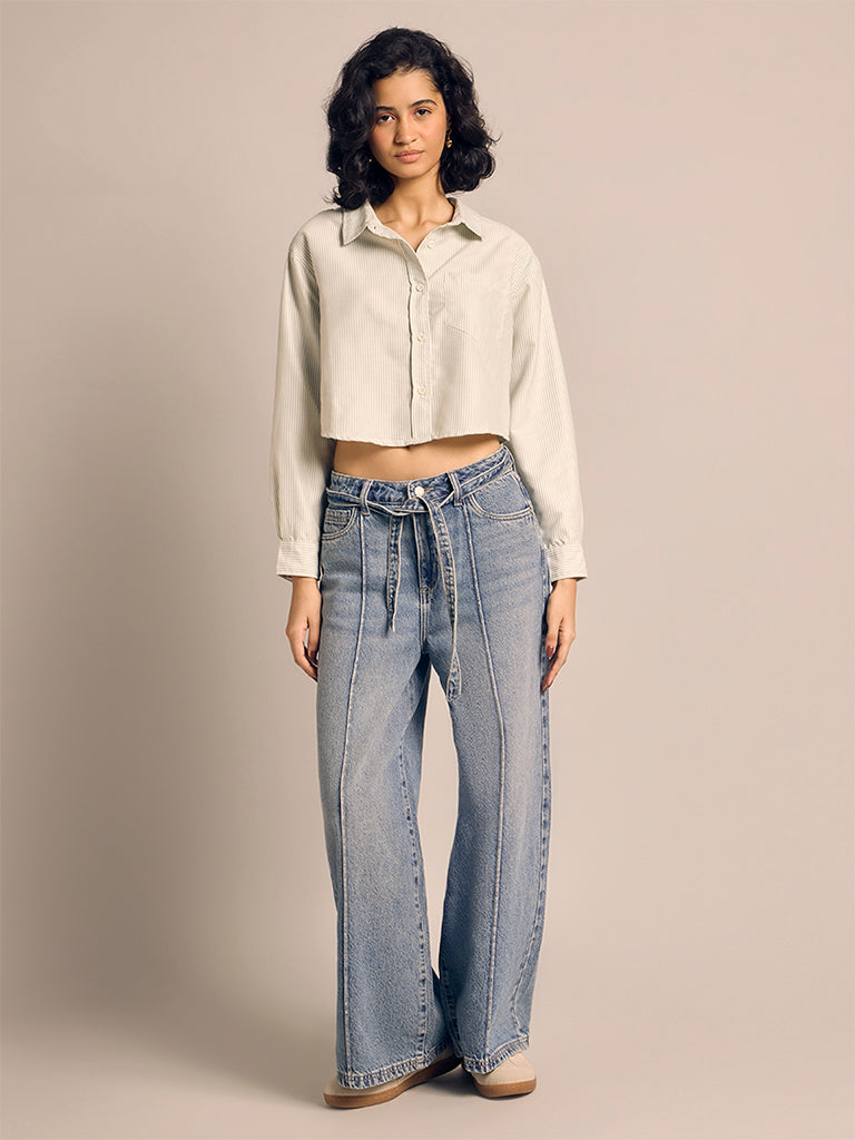 Pinstriped Cropped Shirt