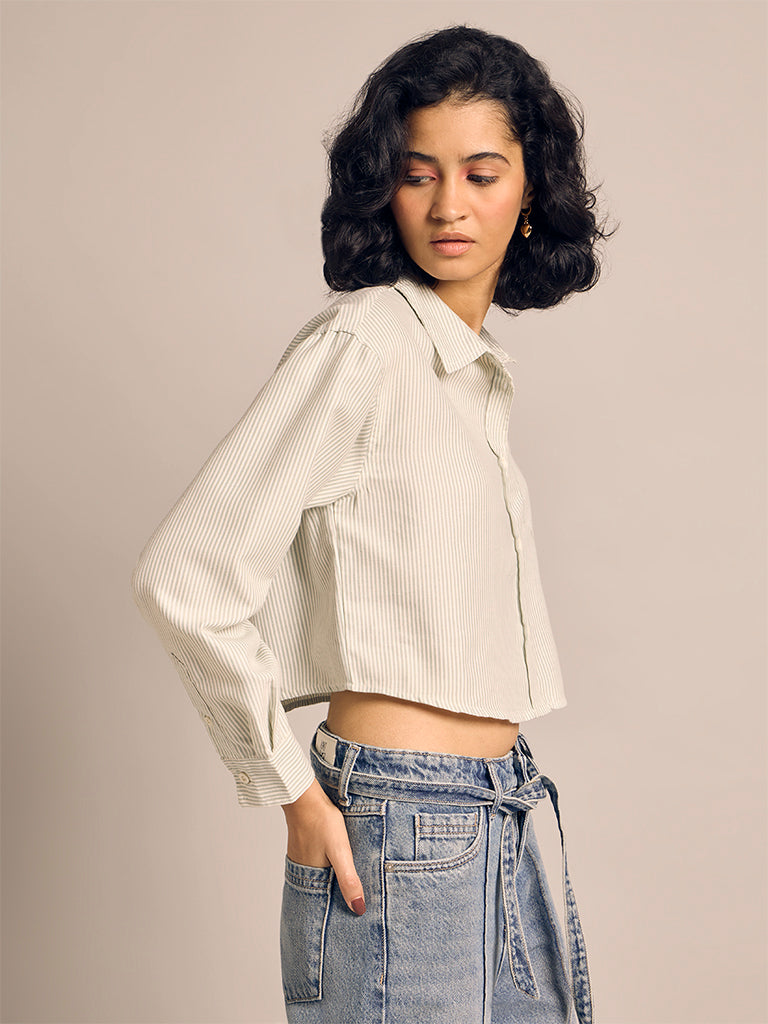 Pinstriped Cropped Shirt