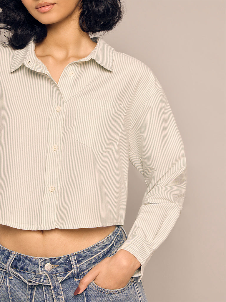 Pinstriped Cropped Shirt