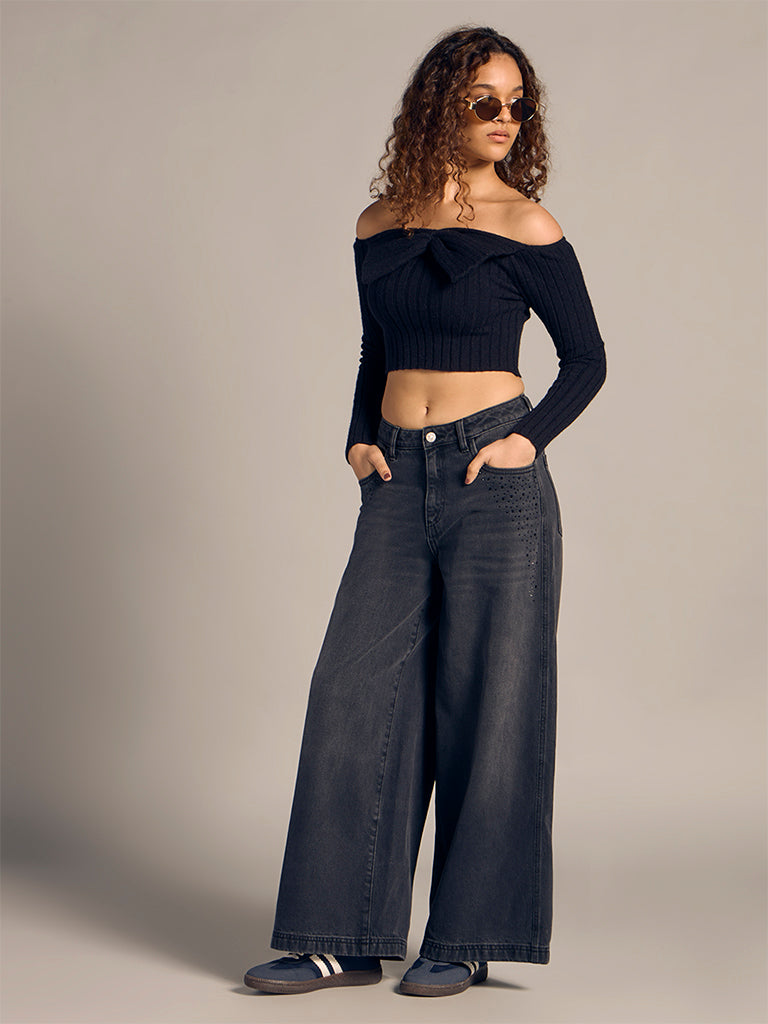 Off-Shoulder Ribbed Top