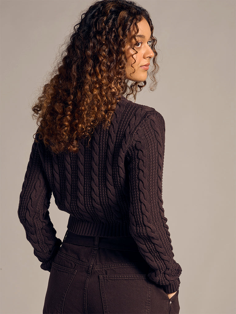 Knit-Textured Crop Sweater