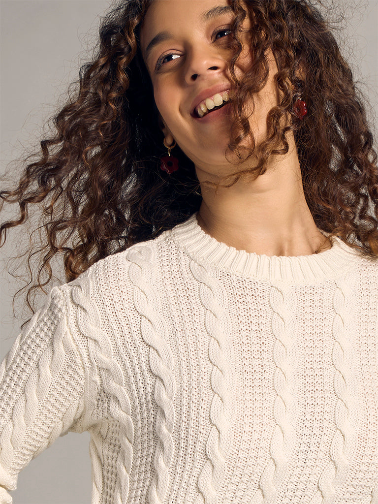 Knit-Textured Crop Sweater