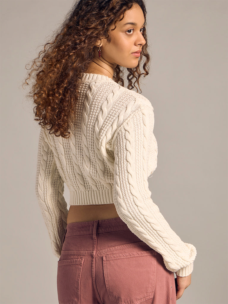 Knit-Textured Crop Sweater
