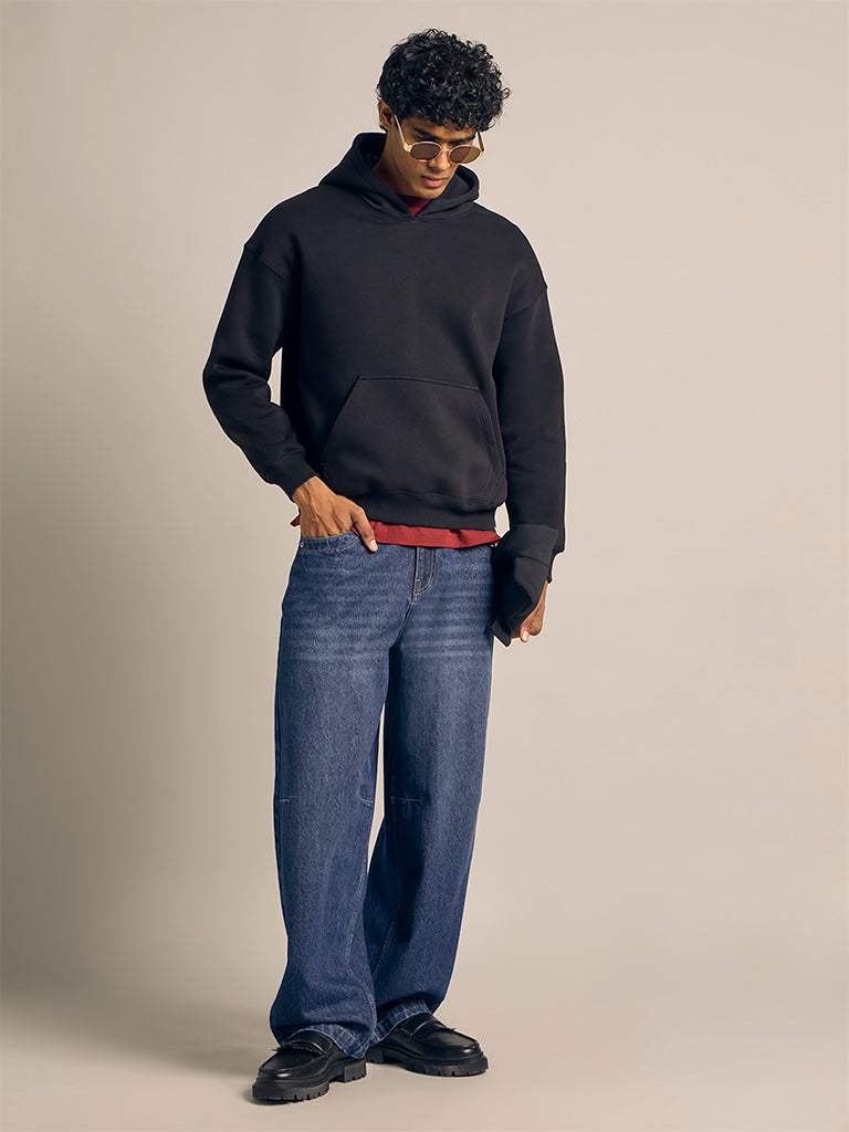 Boxy-Fit Solid Hoodie