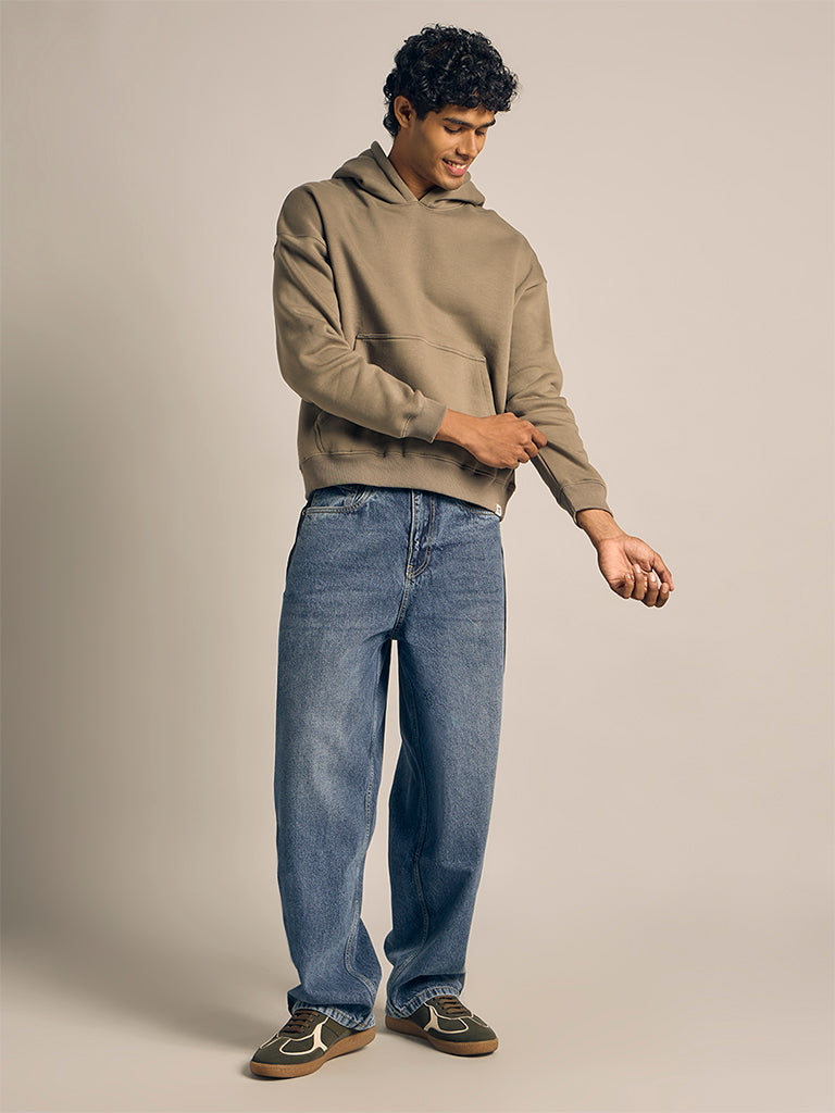 Boxy-Fit Solid Hoodie