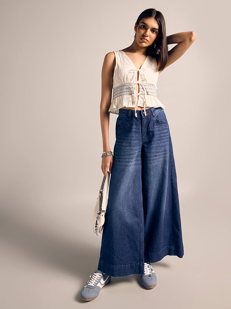 Faded Wide-Leg Jeans